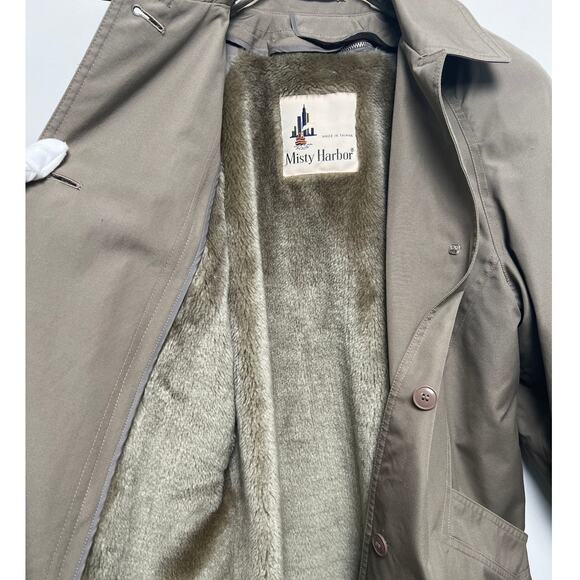 Vintage Misty Harbor Fur Lined Cropped Trench Coat Size 8 - Picture 5 of 13